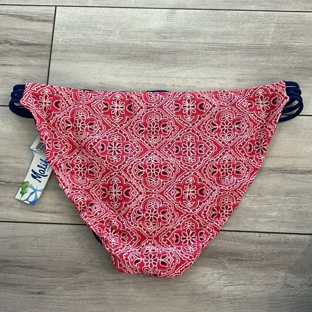 Malibu Dream Girl red bandana print bikini swim bottom size XL NEW